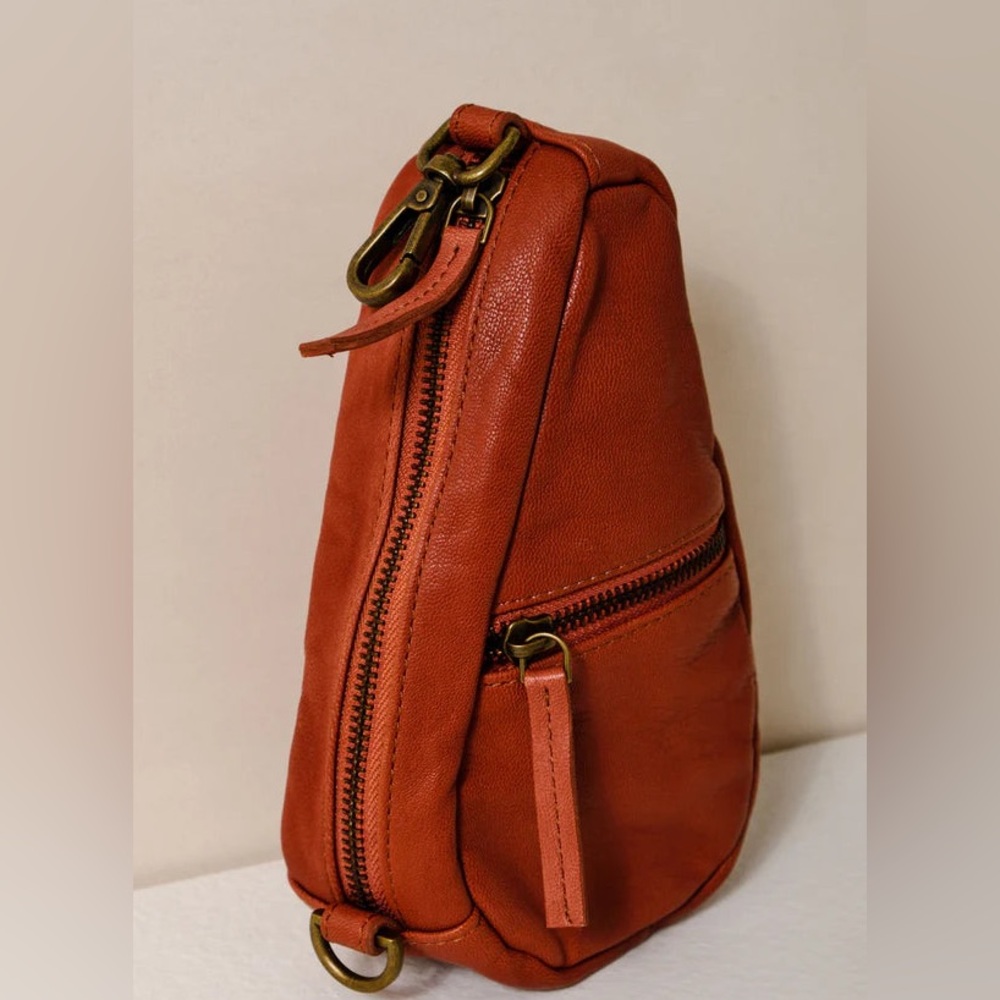 Free People Coffee Date Mini Crossbody Bag in Terra Cotta NWT